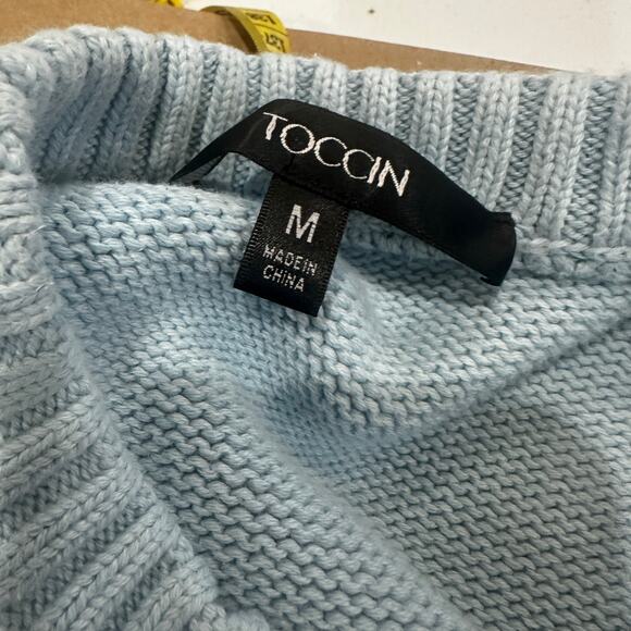 Toccin Blue Cropped Sweater Top MEDIUM Short Sleeve Preppy Spring Cotton $242 - Picture 12 of 12